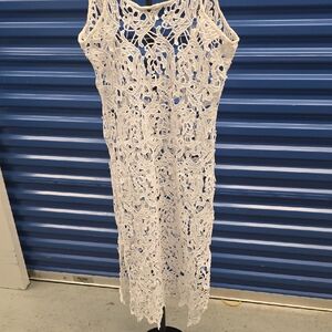 White Lace Spaghetti Strap Dress